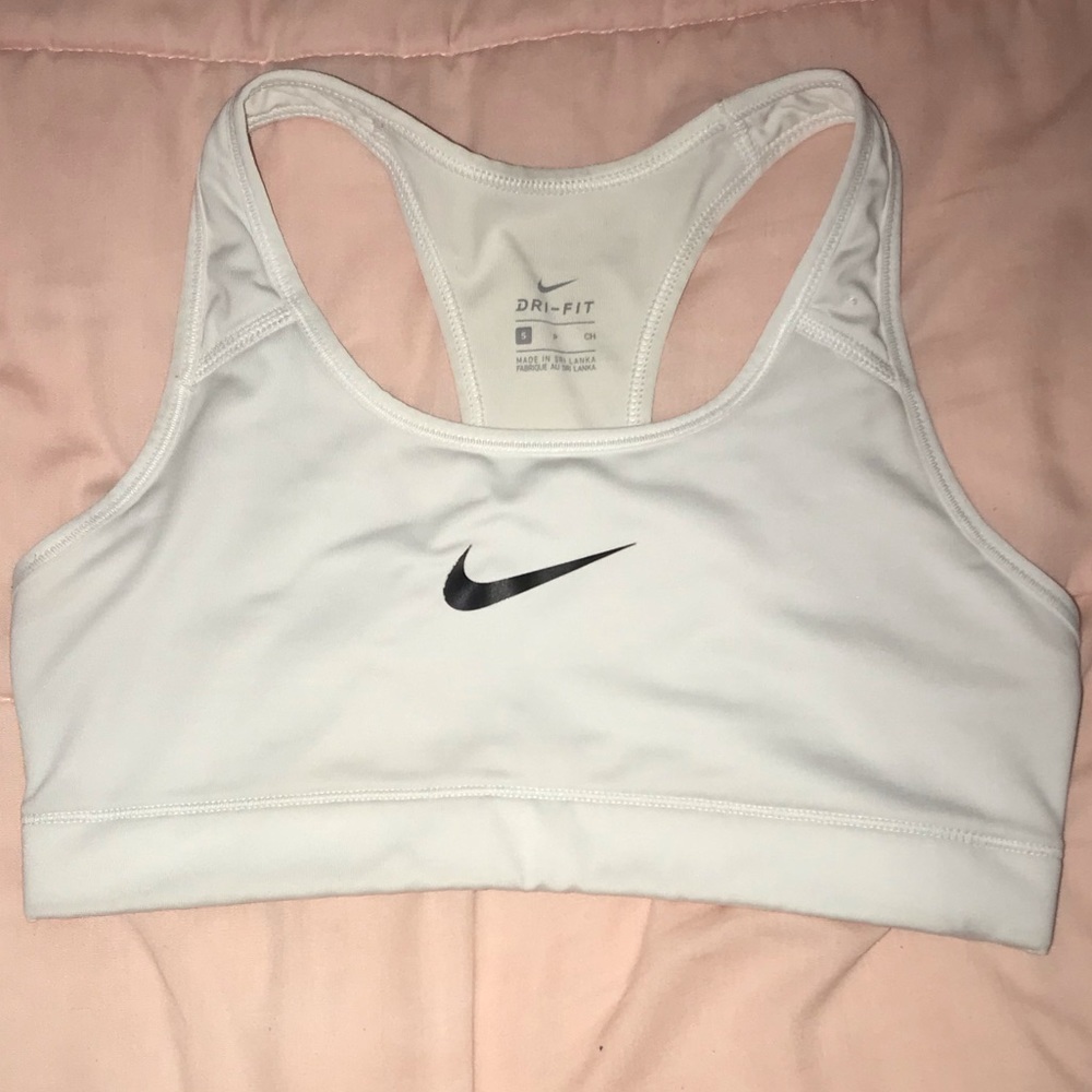 White Nike Sports Bra with Black swoosh!